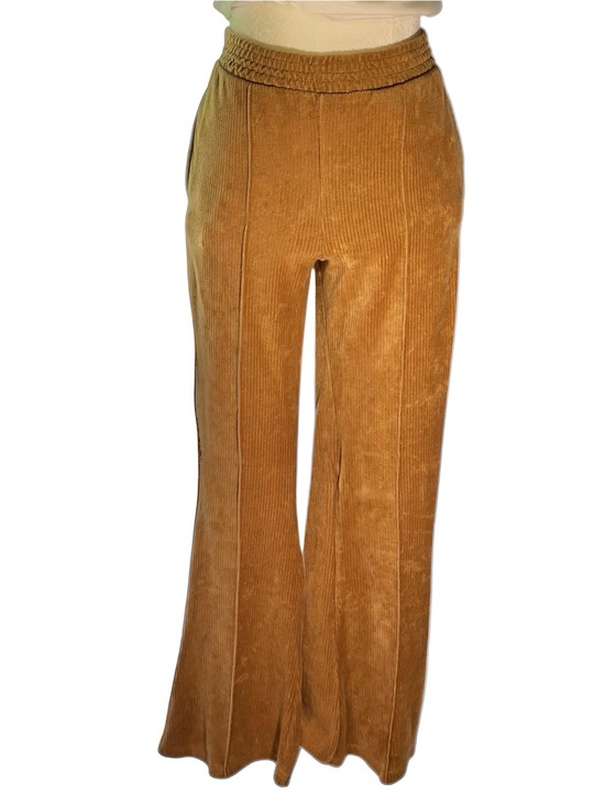 if it were me Pants - Y2K Camel Ribbed Velour Wide Leg Lounge Pants| Boho Lounge Pants| Festival Pants